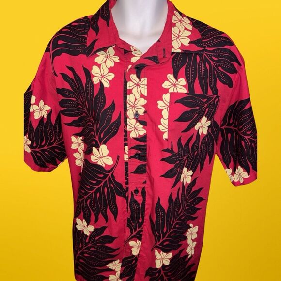 NWT Ragstock Red Hawaiian Short Sleeve Button Up Shirt #12 - Picture 3 of 4